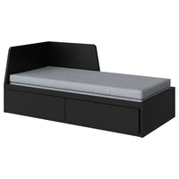 FLEKKE day-bed w 2 drawers/2 mattresses, black-brown/Ågotnes firm, 80x200 cm