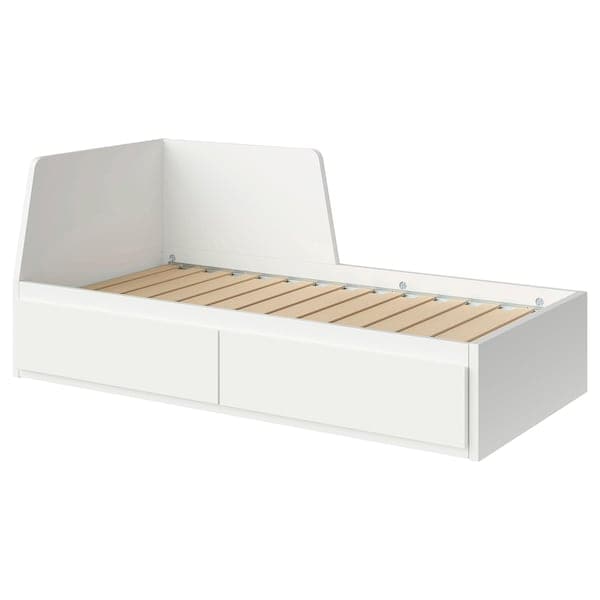 FLEKKE - Day-bed frame with 2 drawers, white, 80x200 cm - best price from Maltashopper.com 00320134