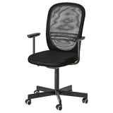 FLINTAN office chair with armrests, black, 71 cm