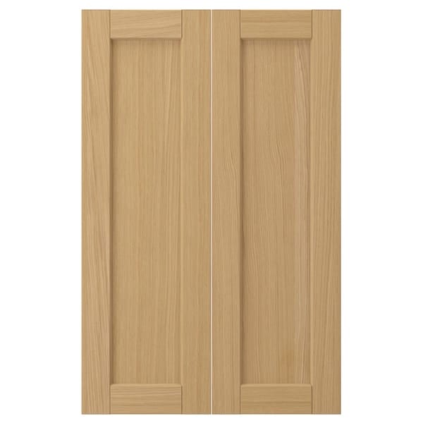 Ikea FORSBACKA - 2-p door f corner base cabinet set, oak, 25x80 cm