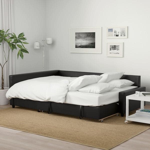 FRIHETEN Angular bed/container sofa - Black Bomstad , - best price from Maltashopper.com 69216818