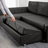 FRIHETEN Angular bed/container sofa - Black Bomstad , - best price from Maltashopper.com 69216818