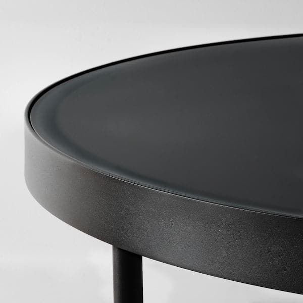 FRÖTORP - Coffee table, anthracite marble effect/black glass, 88 cm - best price from Maltashopper.com 70497582