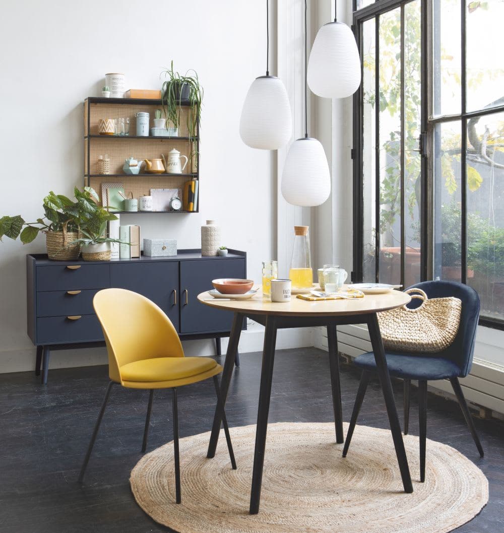 Maisons du Monde Maisons du Monde FUJI - Triple suspension in frosted glass and black metal