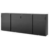 GALANT storage combination w sliding doors, black stained ash veneer, 320x120 cm