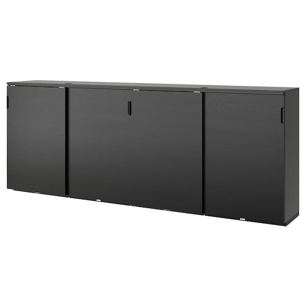 GALANT - Storage combination w sliding doors, black stained ash veneer, 320x120 cm - best price from Maltashopper.com 69285618