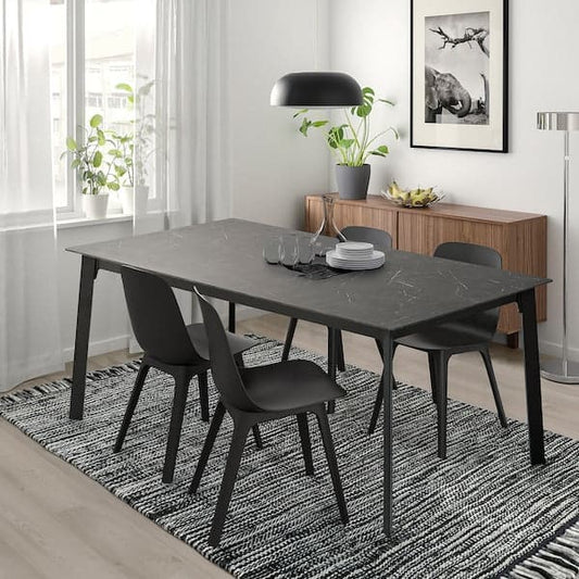 Ikea GILLANDA Extendable table - black/black marble effect 180/240x100 cm , 180/240x100 cm