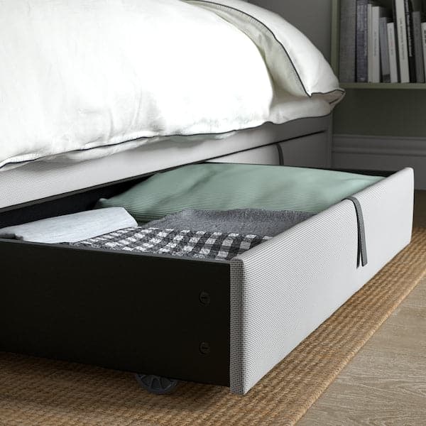 GLADSTAD Upholstered bed, 2 containers - Kabusa light grey 160x200 cm , 160x200 cm - best price from Maltashopper.com 29406797