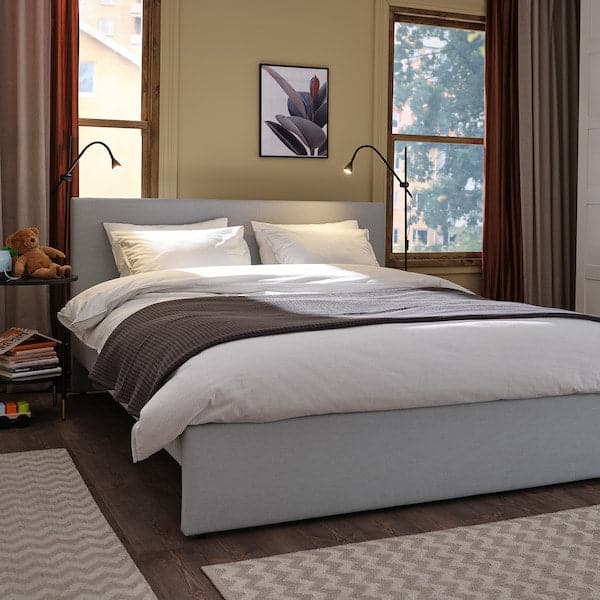 GLADSTAD Padded bed structure - Light grey Kabusa 140x200 cm - best price from Maltashopper.com 60490449