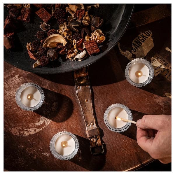 Ikea GLANSLIND - Scented tealight, smoky vanilla/light beige, 3.5 hr