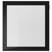 GLASSVIK glass door, black/clear glass, 60x64 cm