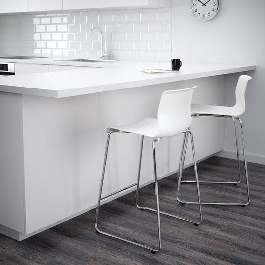 Ikea GLENN - Bar stool, white/chrome-plated, 66 cm