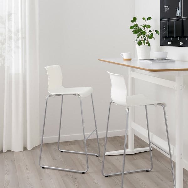 Ikea GLENN Bar stool - white/chrome 77 cm , 77 cm