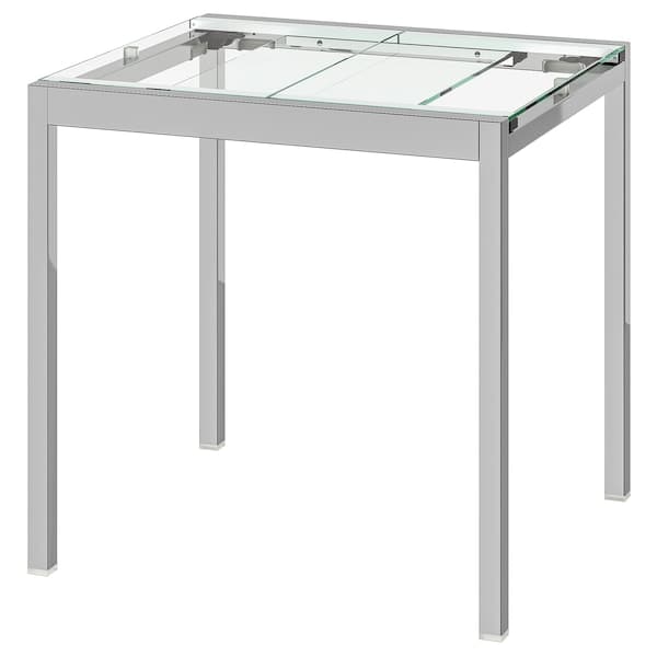 GLIVARP Extendable table - transparent/chrome 75/115x70 cm , 75/115x70 cm - best price from Maltashopper.com 60334699