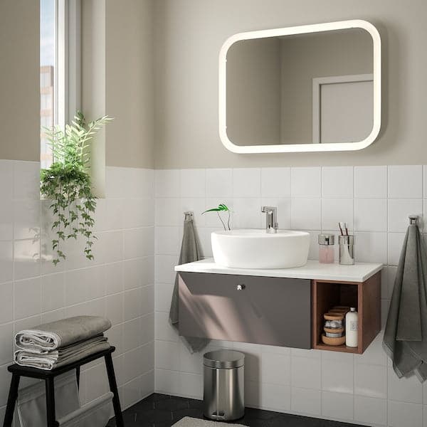 GODMORGON - Open cabinet, Gillburen brown stained ash effect, 20x45x58 cm - best price from Maltashopper.com 50481214