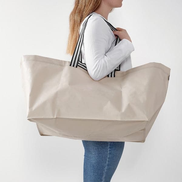 GÖRSNYGG - Carrier bag, large, light beige, 57x37x39 cm/71 l - best price from Maltashopper.com 20504194