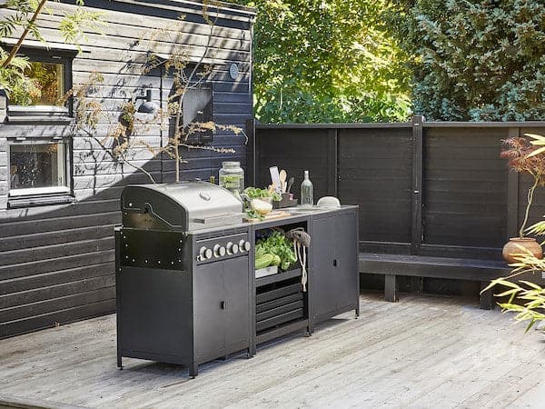 Ikea GRILLSKÄR - Door/side units/back, black/stainless steel outdoor, 86x61 cm