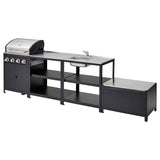 GRILLSKÄR outdoor kitchen w gas barbecue, stainless steel, 330x61 cm