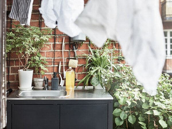 GRILLSKÄR - Unit for sink, black/stainless steel outdoor, 86x61 cm - best price from Maltashopper.com 60523275