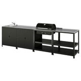 GRILLSKÄR kitchen sink ut/chrcl bbq, outdoor, stainless steel, 344x61 cm