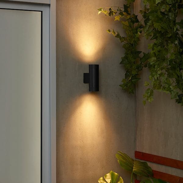 Ikea GRÖNSPRÖT - Wall lamp ind/dir inst fixed, outdoor black, 16 cm