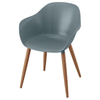 GRÖNSTA chair with armrests, in/outdoor, grey-turquoise, 59x78x49 cm