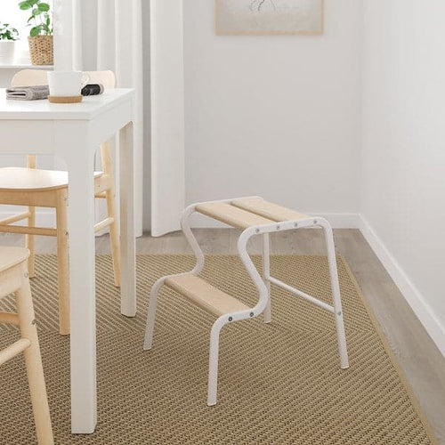 GRUBBAN - Step stool, white/birch