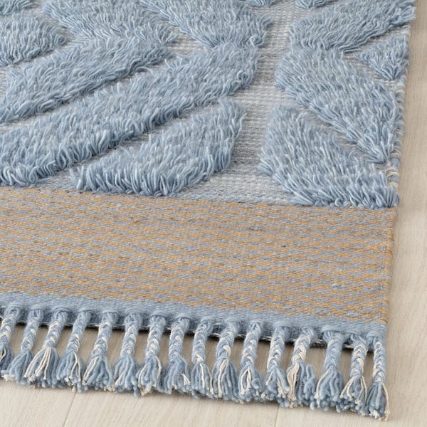 Ikea GULDÄXINGAR - Carpet, long pile, blue/grey/handmade,170x240 cm
