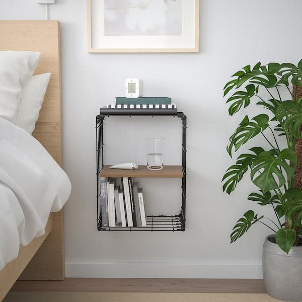 GULLHULT - Wall shelf, black/pine antique effect, 30x40 cm - best price from Maltashopper.com 80417735