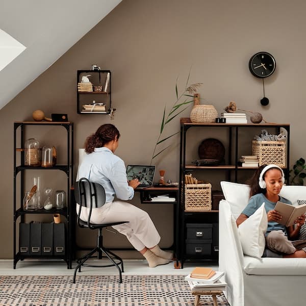 GULLHULT - Wall shelf, black/pine antique effect, 30x40 cm - best price from Maltashopper.com 80417735