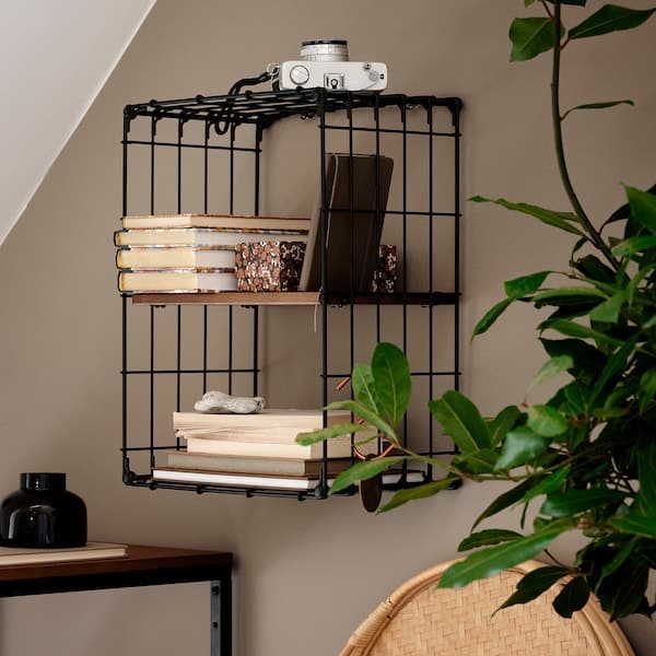Ikea GULLHULT - Wall shelf, black/pine antique effect, 30x40 cm
