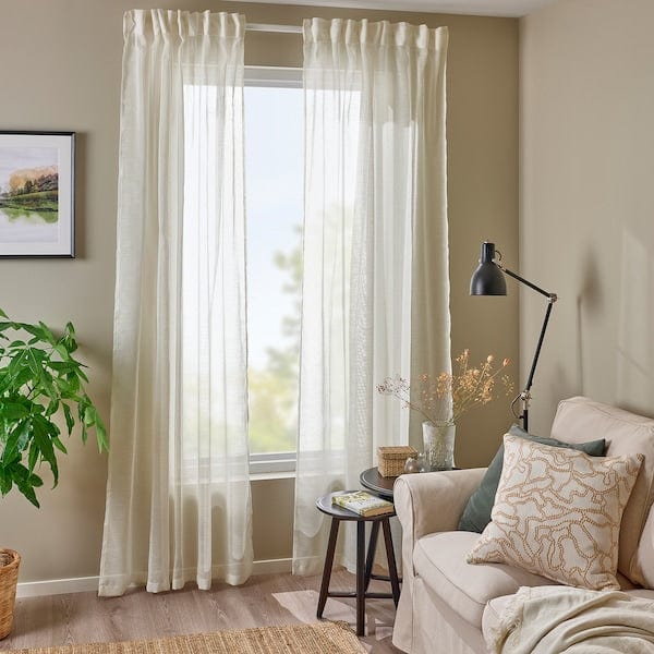Ikea HÄLLEBRÄCKA - Thin curtain, 2 sheets, white,145x300 cm