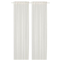 HÄLLEBRÄCKA sheer curtains, 1 pair, white/with heading tape, 145x300 cm