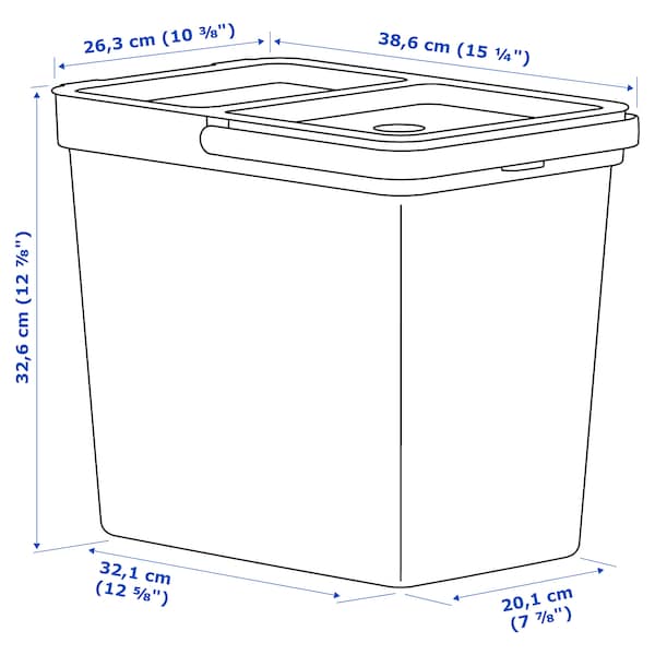 Ikea HÅLLBAR - Bin with lid, light grey, 22 l