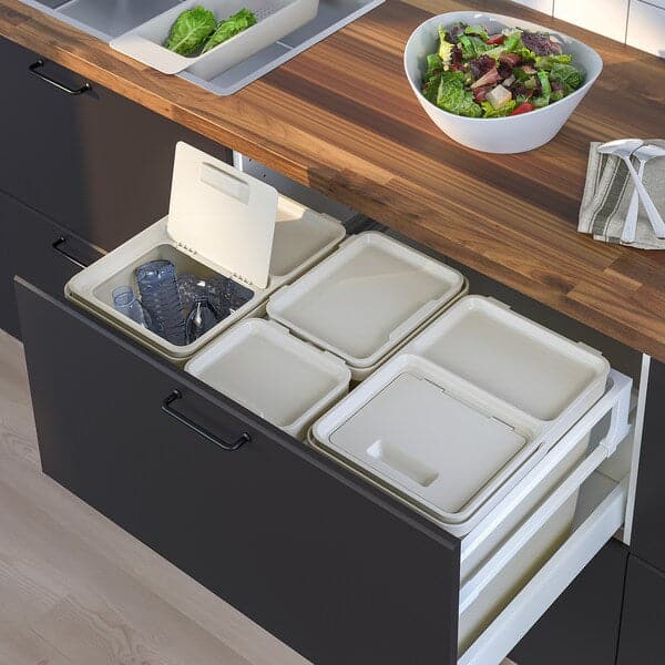 HÅLLBAR - Waste sorting solution, for METOD kitchen drawer/light grey, 57 l - best price from Maltashopper.com 99309694