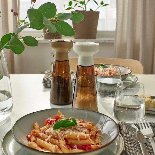 Ikea HALVTOM - Spice mill, glass/brown, 19 cm