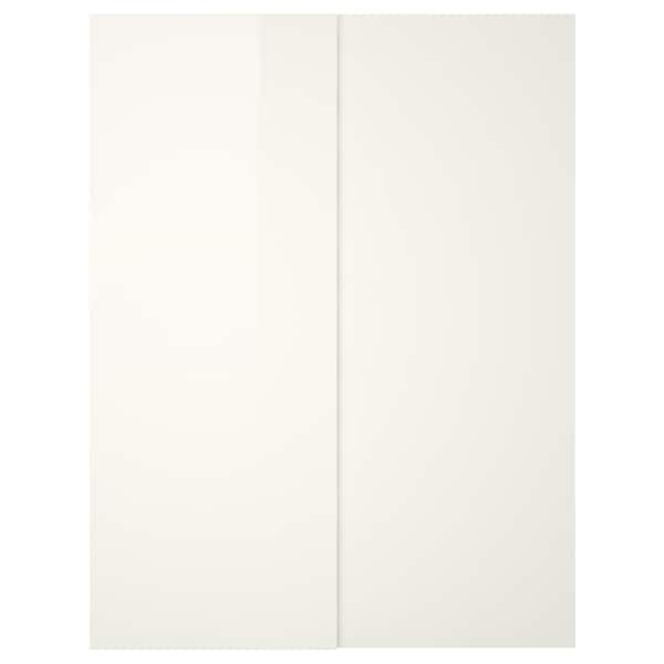 Ikea HASVIK - Pair of sliding doors, high-gloss white, 150x236 cm