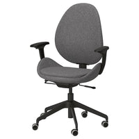 HATTEFJÄLL office chair with armrests, Gunnared dark grey/black, 68 cm