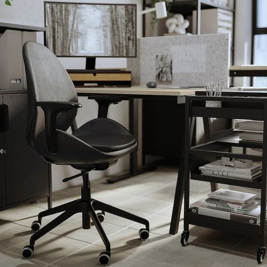 Ikea HATTEFJÄLL - Office chair with armrests, Smidig black/black ,