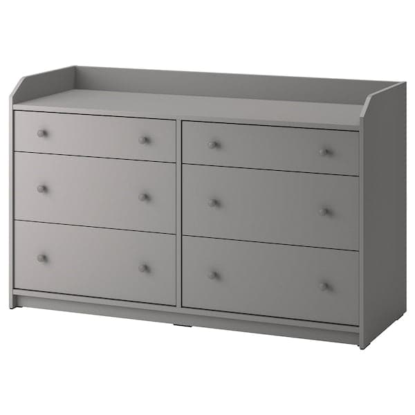 HAUGA chest of 6 drawers, Width: 138 cmDepth: 46 cmHeight: 84 cmDrawer width (internal): 61 cmDrawer depth (internal): 38 cmCapacity: 221 lDrawer slide: 22.9 cm