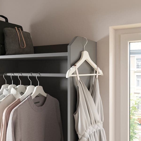 HAUGA - Open wardrobe with 3 drawers, grey, 70x199 cm - best price from Maltashopper.com 80424967
