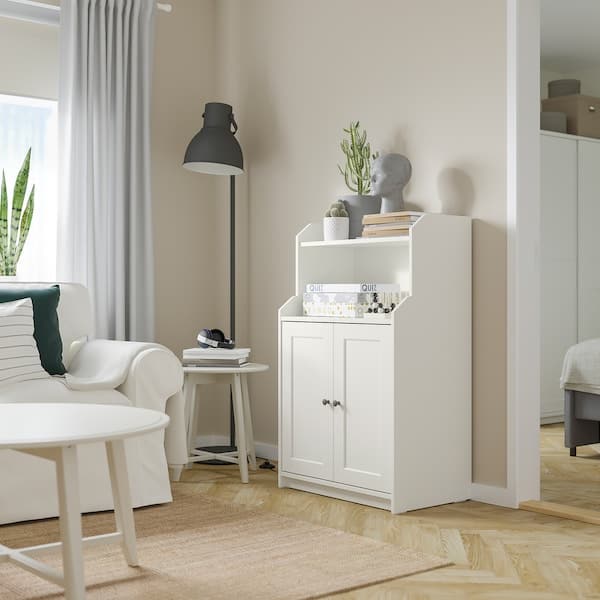 HAUGA - Cabinet with 2 doors, white, 70x116 cm - best price from Maltashopper.com 00415052