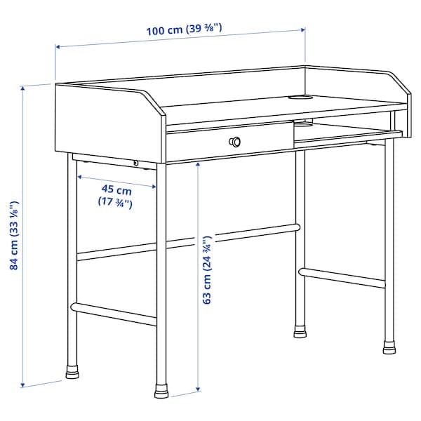 Ikea HAUGA - Desk, white, 100x45 cm