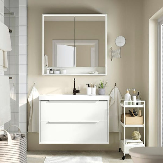 Ikea HAVBÄCK - Wash-stand with drawers, white, 100x48x63 cm