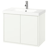 HAVBÄCK / ORRSJÖN wash-stnd w doors/wash-basin/tap, white, 82x49x69 cm