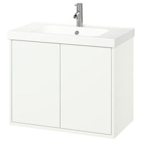 HAVBÄCK / ORRSJÖN wash-stnd w doors/wash-basin/tap, white, 82x49x69 cm