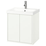 HAVBÄCK / ORRSJÖN wash-stnd w doors/wash-basin/tap, white, 62x49x69 cm