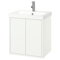 HAVBÄCK / ORRSJÖN wash-stnd w doors/wash-basin/tap, white, 62x49x69 cm