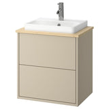 HAVBÄCK / ORRSJÖN wash-stnd w drawers/wash-basin/tap, beige/light bamboo, 62x49x71 cm