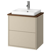 HAVBÄCK / ORRSJÖN wash-stnd w drawers/wash-basin/tap, beige/brown walnut effect, 62x49x71 cm